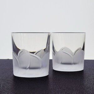 Cristal D'Arques Florence Old Fashioned Glasses, Set of 2, Frosted Raise Petals